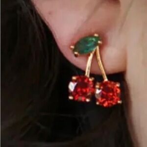 Cute cherry earrings Jeweled with colored Zirconias stud earrings NWT
